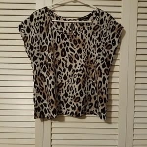 Cheetah print short sleeve blouse